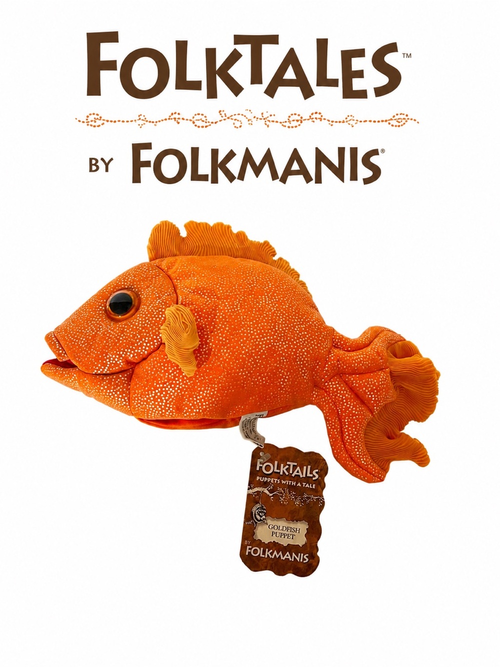 Folktails Folkmanis Goldfish  Hand Puppet Plush 11” Orange Plush Full Body NWT